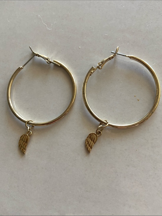 Jewelry - Small hoop earrings with angel wing charm